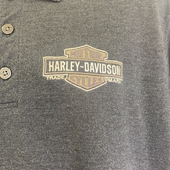 Harley Davidson -Grey Polo Harley Emblem On Left Chest Daytona Beach Size Large - Picture 3 of 10